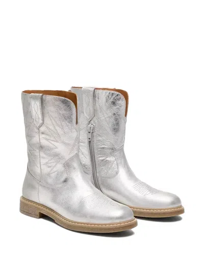 Golden Goose Kids' Wish Star-embroidered Boots In Silver