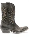 Golden Goose Black Leather Western Boots In Black