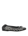 Golden Goose Amy Stud Zip Leather Ballerina Flats In Black