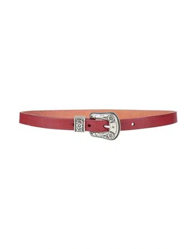Golden Goose Woman Belt Burgundy Size 38 Leather In Red