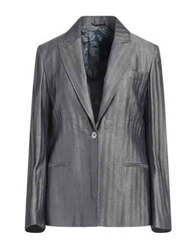 Golden Goose Woman Blazer Navy Size 4 Virgin Wool, Viscose, Metallic Fiber In Navy Blue
