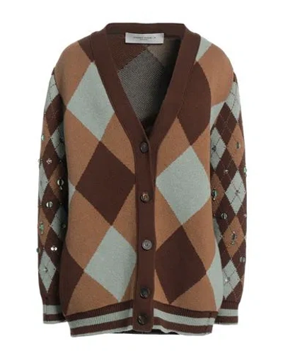 Golden Goose Woman Cardigan Brown Size S Cotton, Virgin Wool, Viscose, Polyamide, Elastane