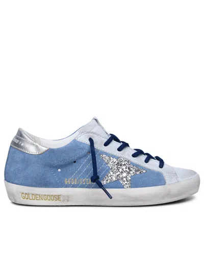 GOLDEN GOOSE GOLDEN GOOSE WOMAN GOLDEN GOOSE 'SUPER-STAR CLASSIC' BLUE LEATHER SNEAKERS
