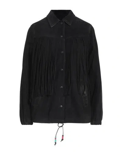 Golden Goose Woman Jacket Black Size S Ovine Leather, Bovine Leather