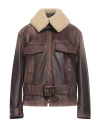 GOLDEN GOOSE GOLDEN GOOSE WOMAN JACKET COCOA SIZE 6 COW LEATHER, OVINE LEATHER