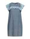 Golden Goose Woman Mini Dress Pastel Blue Size S Cotton In Blue