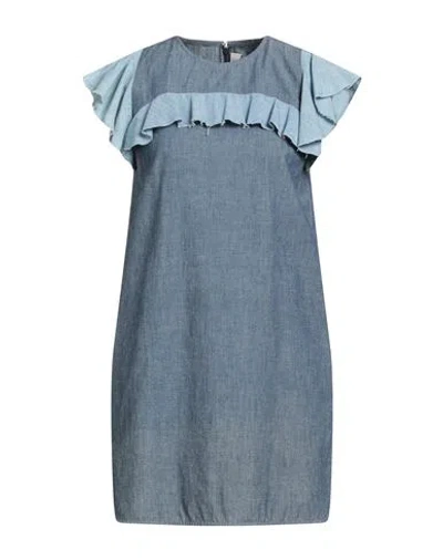 Golden Goose Woman Mini Dress Pastel Blue Size S Cotton