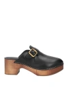 Golden Goose Leather Provence Clogs With Golden Buckle Heel 6.5cm In Black