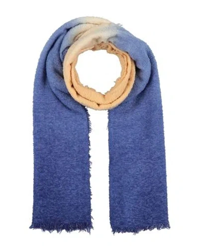Golden Goose Woman Scarf Blue Size - Wool, Polyamide, Virgin Wool, Silk