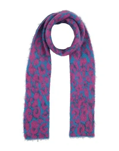 Golden Goose Woman Scarf Bright Blue Size - Mohair Wool, Polyamide, Wool