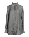 Golden Goose Silk Blend Shirt With Floral Pattern In Grey
