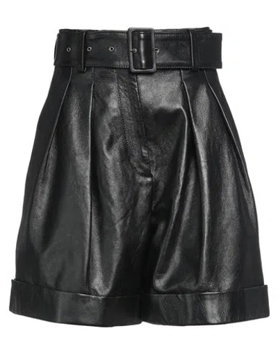 Golden Goose Woman Shorts & Bermuda Shorts Black Size 6 Soft Leather