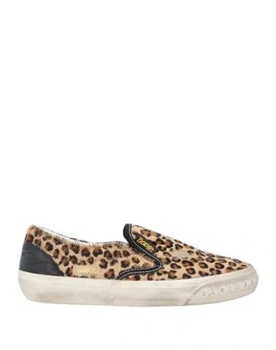 Golden Goose Brown Low Top Sneakers With Embossed Logo On The Heel And All-over Leopard Motif In Leather Woman