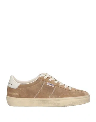 Golden Goose Suede And Leather Sneakers With Textured Detailing In Gold