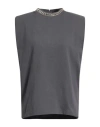 Golden Goose Woman Top Charcoal Size M Cotton In Gray
