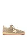 Golden Goose Light Beige Suede Sneakers With Star Detail In Pink