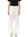 Golden Goose White Wool-blend Wide Trousers In Aged_white