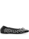 Golden Goose Amy Ballet Flats In Black Nappa Leather With Silver Colored Studs In Black