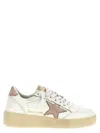 Golden Goose Ballstar Sneakers In White And Gold Leather