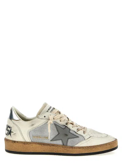 Golden Goose Ballstar Leather Sneakers In Silver