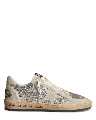 Golden Goose Ball-star Glitter Low-top Sneakers In Neutrals