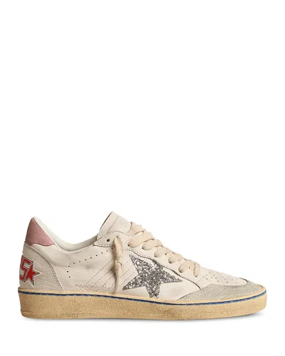 Golden Goose Women's Ball Star Glitter Low Top Sneakers In Tan/silver