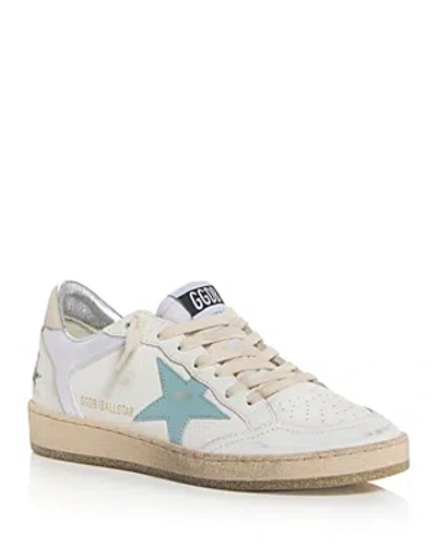 Golden Goose Women's Ball Star Lace Up Low Top Sneakers In White/pink/light Blue
