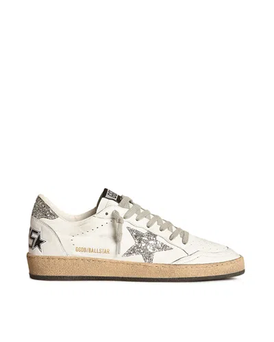 Golden Goose Women's Ball Star Low Top Lace Up Sneakers In White Silver
