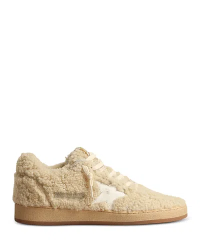 Golden Goose Women's Ball Star Shearling Low Top Sneakers In Beige White
