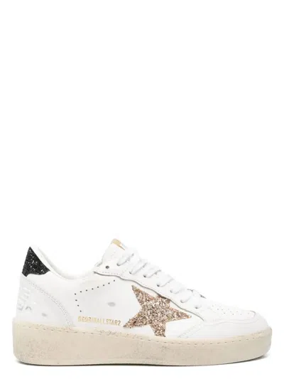 GOLDEN GOOSE WOMEN'S BALLSTAR 2 LEATHER UPPER AND SPUR GLITTER STAR AND HEEL SNEAKER