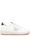 Golden Goose Ballstar 2 Leather Upper And Spur Suede Star Shiny Leather Heel Shoes In White