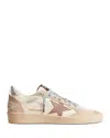 Golden Goose Women's Ballstar Almond Toe Star Patch Sneakers In Whitetwhite/twilight Mauve/seedpearl/cry