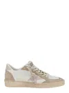 Golden Goose 'ballstar' White Low Top Sneakers With Glittered Star Patch On The Side And Glittered Heel With Logo In Multi