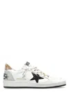 Golden Goose Ballstar Leather Upper And Toe Glitter Star And Heel Suede Spur Shoes In White