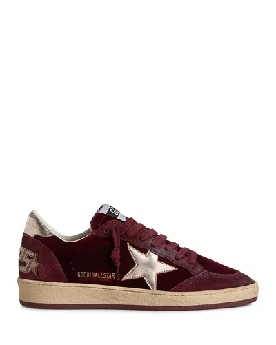 Golden Goose Ball Star Sneakers In Bordeaux Velvet In Burgundy