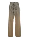 Golden Goose Women Beige Pants With Faded Crystal Embellishment And Belt Loops In Cotton Blend Woman In Multi