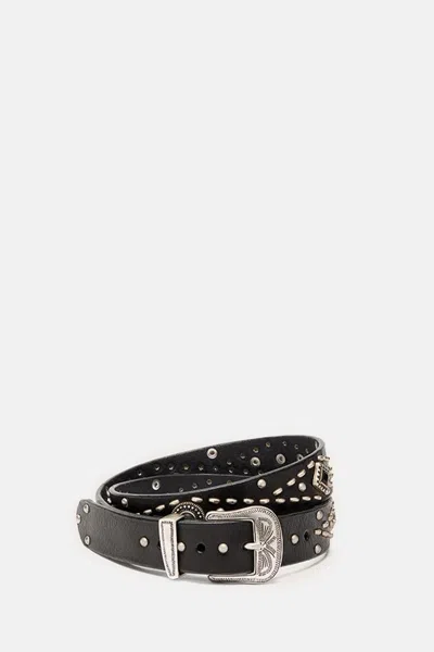 Golden Goose Women Belt With Studs In Washed Leather In Black