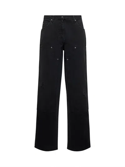 Golden Goose Women Black Denim Jeans With Patches In Multi