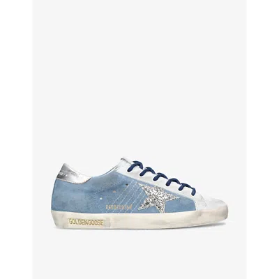 Golden Goose Womens Blue Other Super Star 82369 Logo-print Leather Low-top Trainers