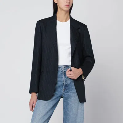 Golden Goose Women's Blue Pinstriped Single-breasted Blazer In Wool