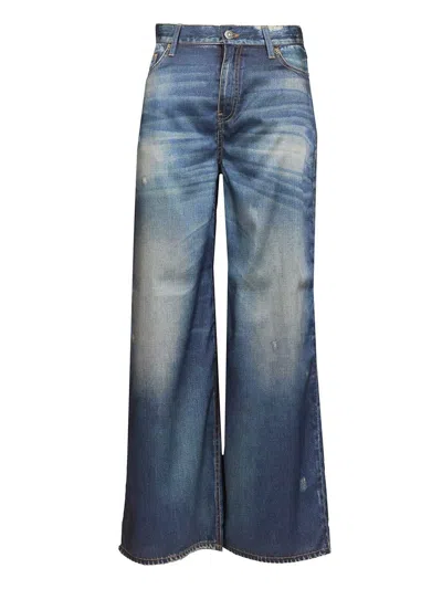Golden Goose Boyfriend Peggy Pant Archive Denim Print In Blue
