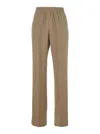 Golden Goose 'brittany' Beige Pants With Logo Charm Detail On The Rear And All-over Striped Motif In Viscose Blen In Brown