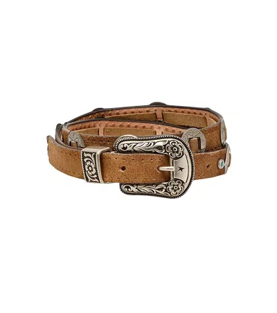 Golden Goose Brown Embellished Buckle Belt