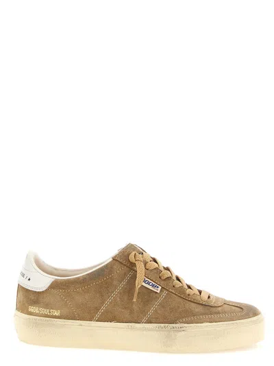 Golden Goose Suede And Leather Sneakers With Textured Detailing In Gold