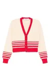 Golden Goose Beige Cardigan With Red Stripes