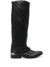 Golden Goose Charlie Leather Riding Boots In Black