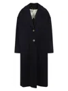 Golden Goose Heraldic Buttons Single-breasted Cocoon Coat In Black
