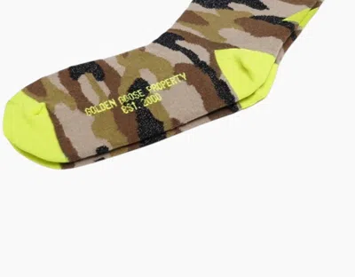 Golden Goose Women's Colorful Print Socks In Green Camo/fluorescent Yellow In Multi
