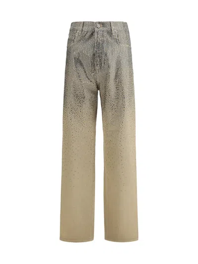 Golden Goose Strass Detailed Straight Leg Trousers In Nude