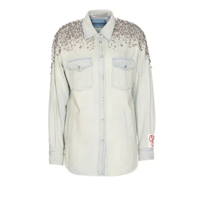 Golden Goose Women Crystals Overshirt In Blue